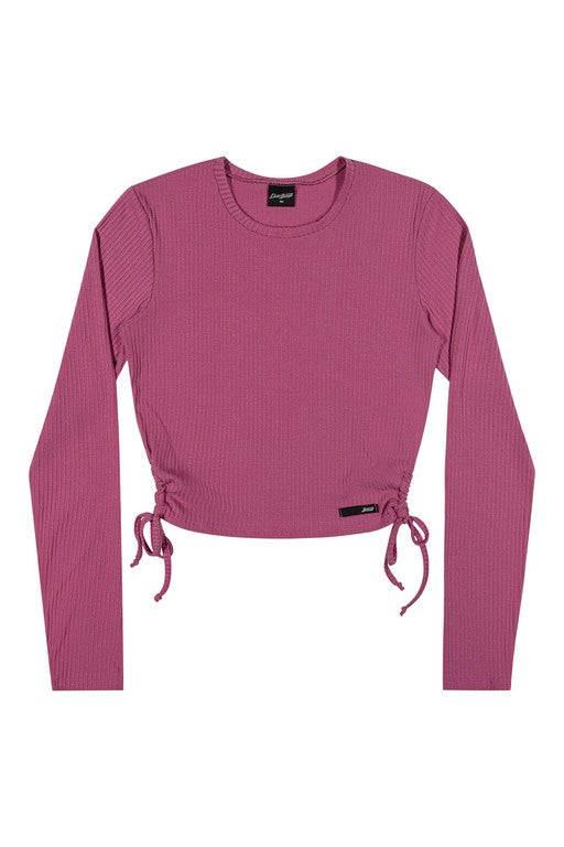 BLUSA FEM JUV ML RIB CANEL ABERT LAT ROSA