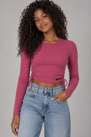 BLUSA FEM JUV ML RIB CANEL ABERT LAT ROSA