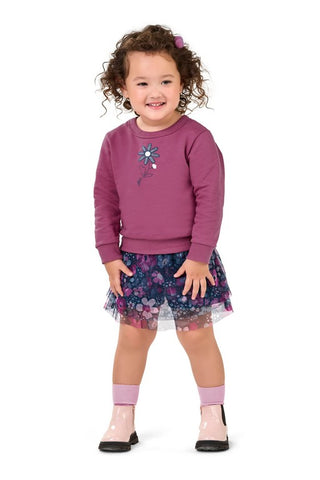 CONJ FEM BLUSAO MLT FELP E SAIA TULE ROSA