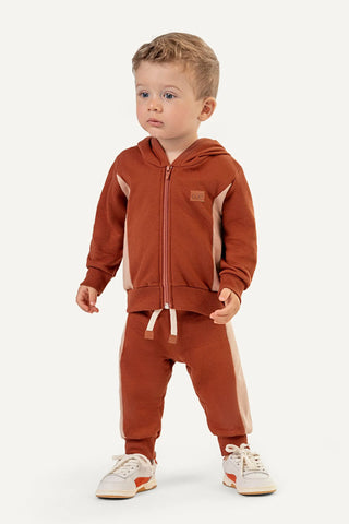CONJ MAS JAQ ZIP CAPUZ E CALCA MLT FELP TERRACOTA
