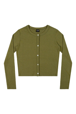 CARDIGAN FEM JUV CURTO RIB CANELADA MILITAR