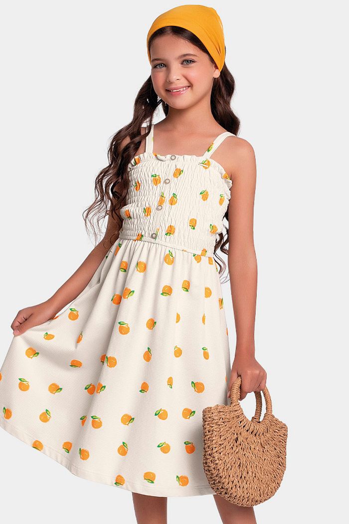 VESTIDO M FAVO C LATEX EST TANGERINAS BEGE