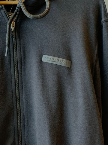 MOLETOM MAS ABERTO ZIP E CAP AEROPOSTALE PRETO