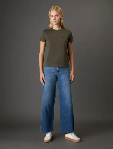 BLUSA MC CKJ FEM LOGO CK BORDADO MILITAR