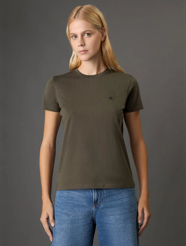 BLUSA MC CKJ FEM LOGO CK BORDADO MILITAR