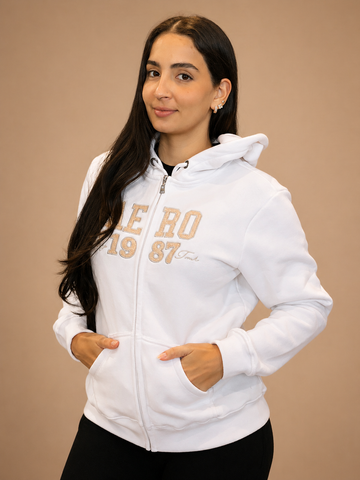 MOLETOM FEM ZIP E CAP ABERTO AEROPOSTALE BRANCO