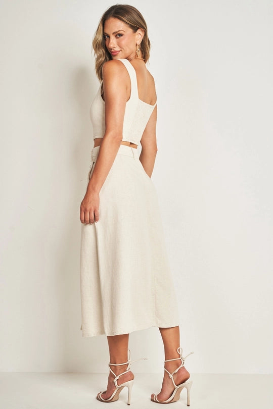 TOP FEM ALCA EM SARJA LINHO NATURAL