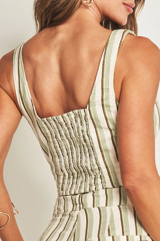 TOP FEM ALCA EM SARJA LISTRADO VERDE CHA