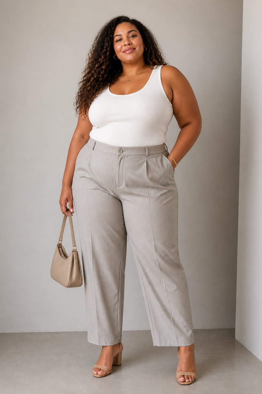 CALCA FEM EM PLANO ALFAIATARIA COMFY GRAFITE
