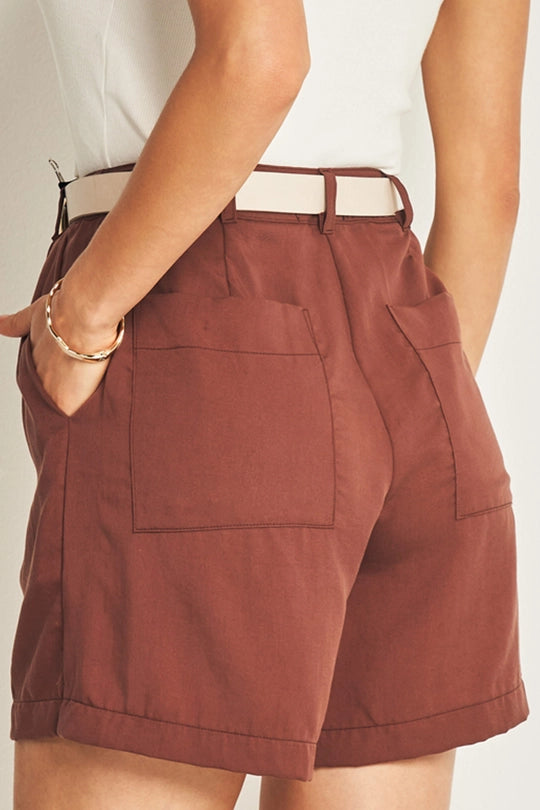 BERMUDA FEM EM PLANO TENCEL CAFE