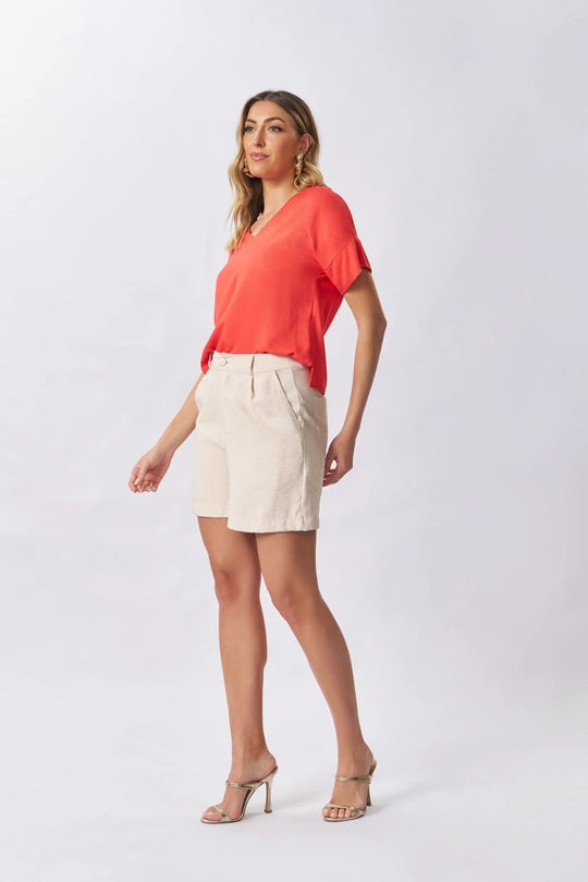 BLUSA FEM MC EM PLANO VISCOSE VERMELHO PAPOULA