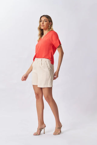 BLUSA FEM MC EM PLANO VISCOSE VERMELHO PAPOULA