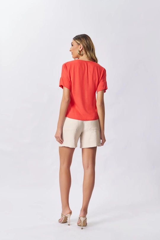 BLUSA FEM MC EM PLANO VISCOSE VERMELHO PAPOULA