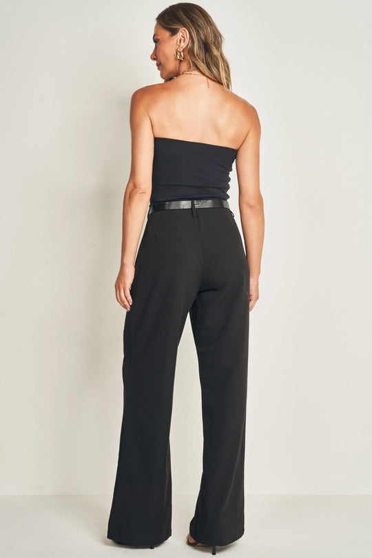 TOP FEM SEM ALCA EM MALHA BODYCON PRETO