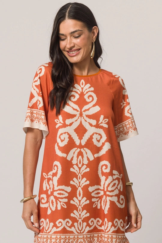 VESTIDO CURTO FEM MC SARJA FOUR WAY CONHAQUE