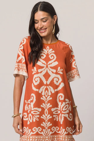 VESTIDO CURTO FEM MC SARJA FOUR WAY CONHAQUE