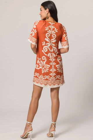 VESTIDO CURTO FEM MC SARJA FOUR WAY CONHAQUE