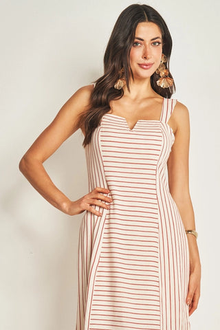 VESTIDO LONGO ALCA P LINEN RISCA DE GIZ VERMELHO PAPOULA