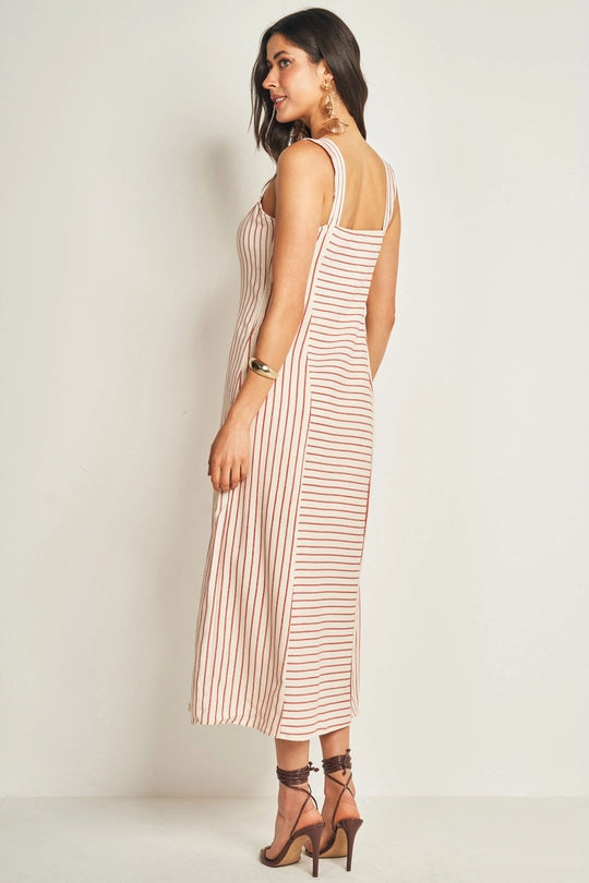 VESTIDO LONGO ALCA P LINEN RISCA DE GIZ VERMELHO PAPOULA