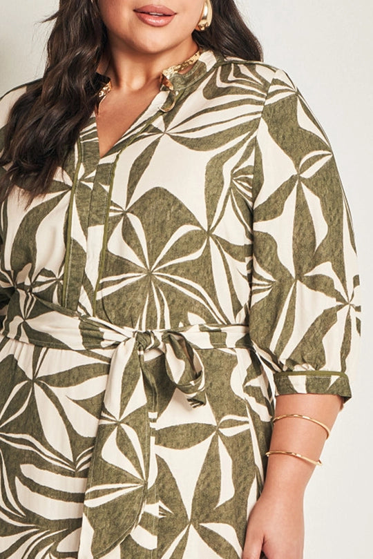 VESTIDO MIDI MANGA 3/4 VISC EST ORGANIC VERDE SELVA