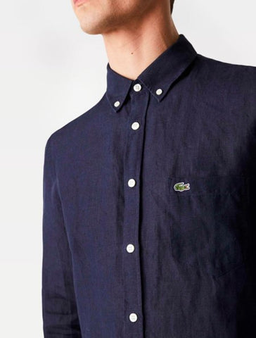 CAMISA ML MAS LINHO LACOSTE MARINHO