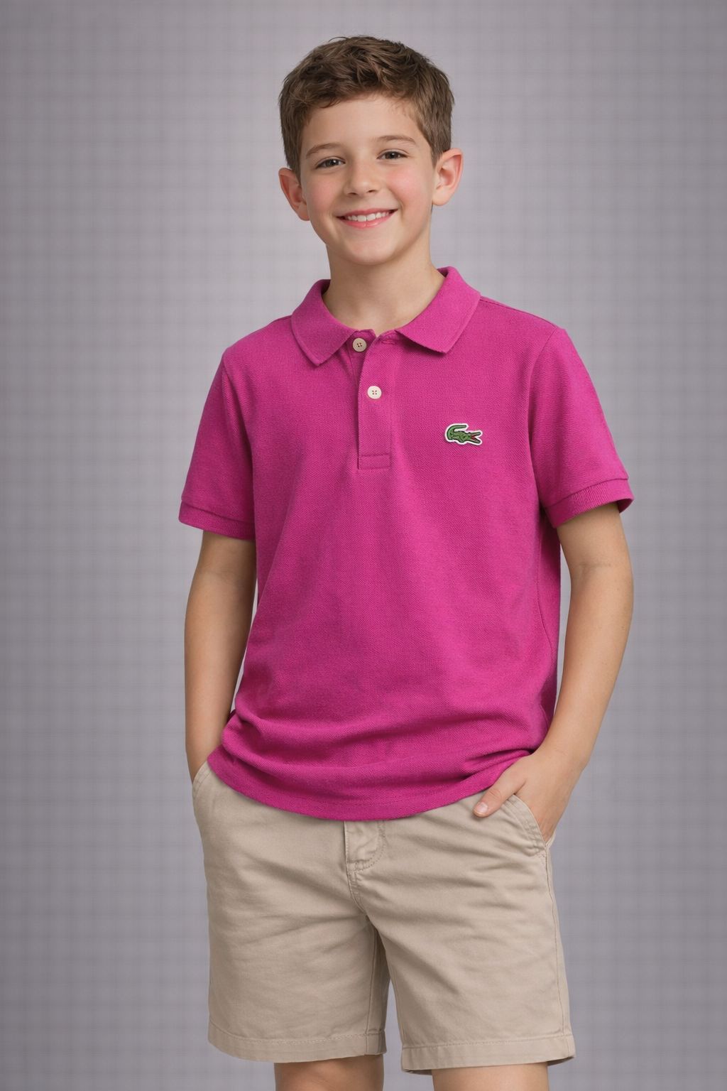 POLO MASC KIDS MC LACOSTE ROSA PINK I1L