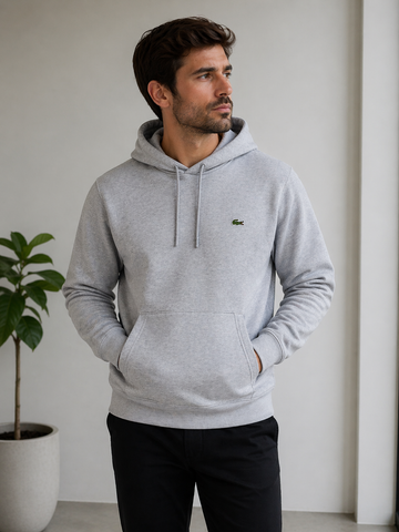 MOLETOM CAPUZ LACOSTE CINZA CLARO CCA