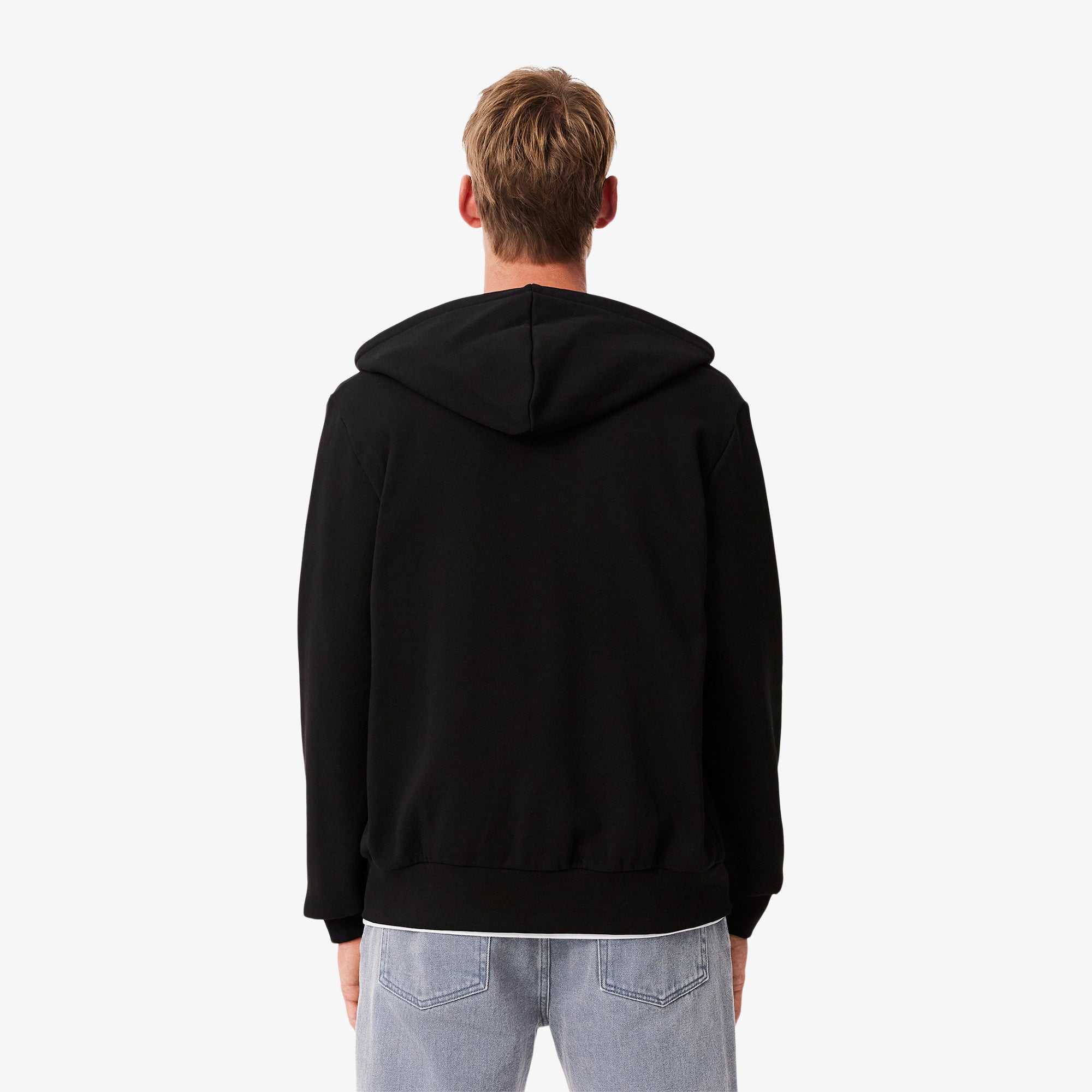 MOLETOM MAS ZIP E CAPUZ LACOSTE PRETO