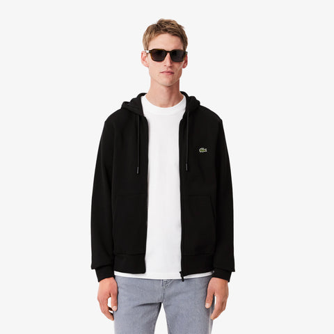MOLETOM MAS ZIP E CAPUZ LACOSTE PRETO