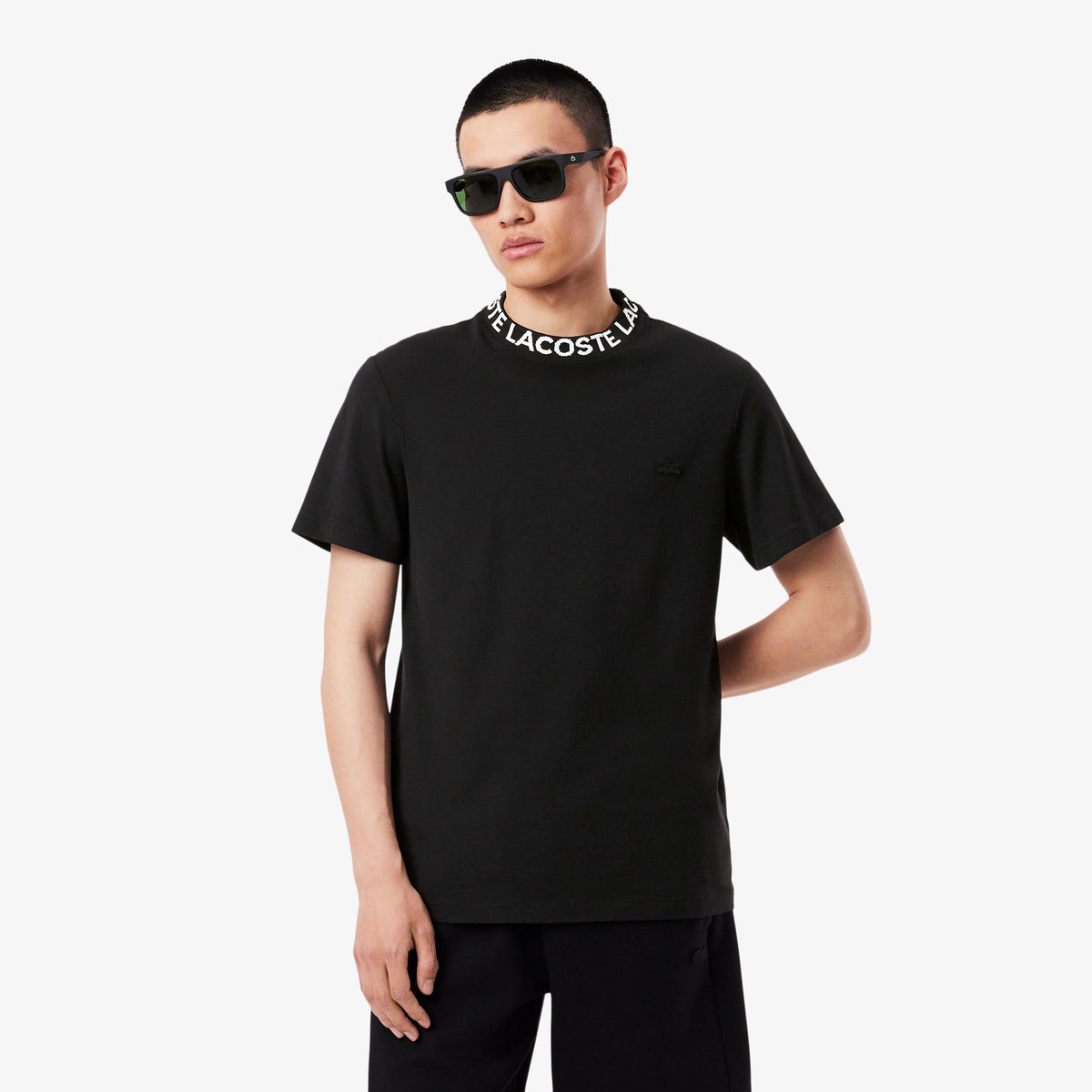 CAMISETA MC MAS DET GOLA LACOSTE AZUL MEDIO HD9
