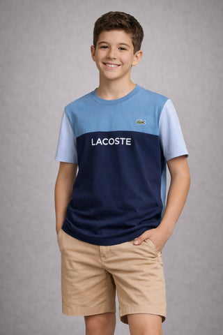 CAMISETA MC MAS LACOSTE KIDS BICOLOR AZUL HJI