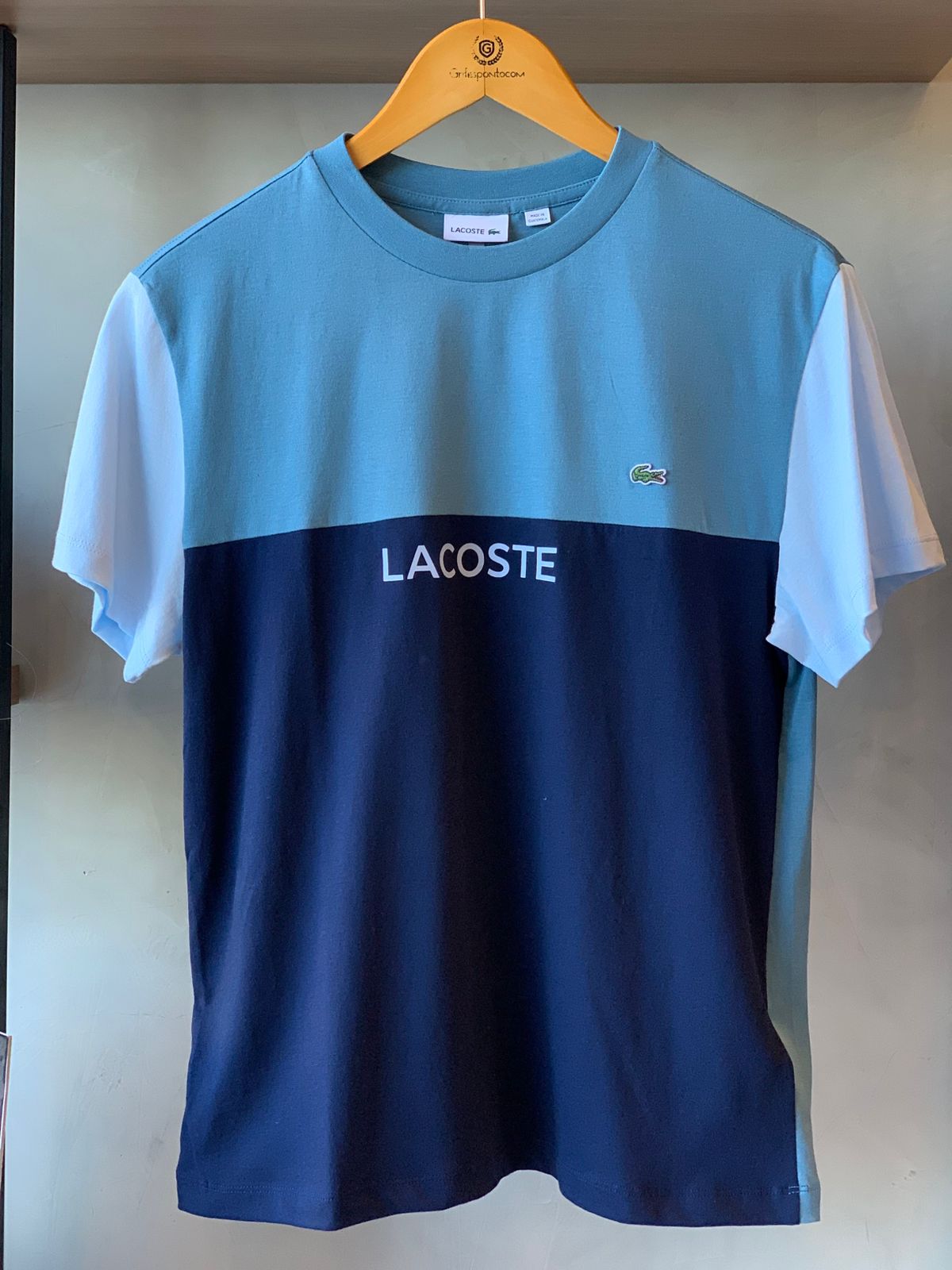 CAMISETA MC MAS LACOSTE KIDS BICOLOR AZUL HJI