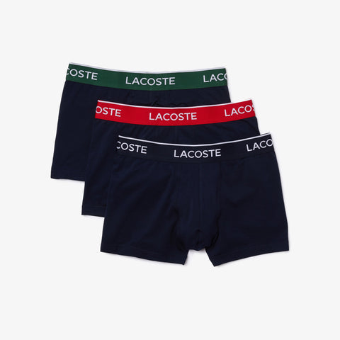 KIT 03 CUECAS BOXER CURTA LACOSTE MAR/VERM/VERDE HY0