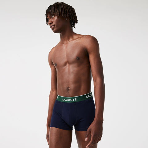 KIT 03 CUECAS BOXER CURTA LACOSTE MAR/VERM/VERDE HY0
