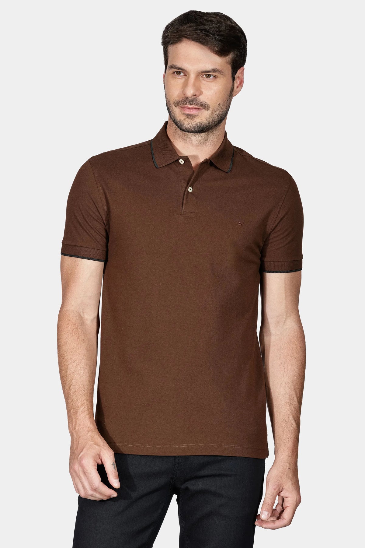 POLO MAS MC CLASSIC 1 FRISO ARAMIS CHOCOLATE/PRETO