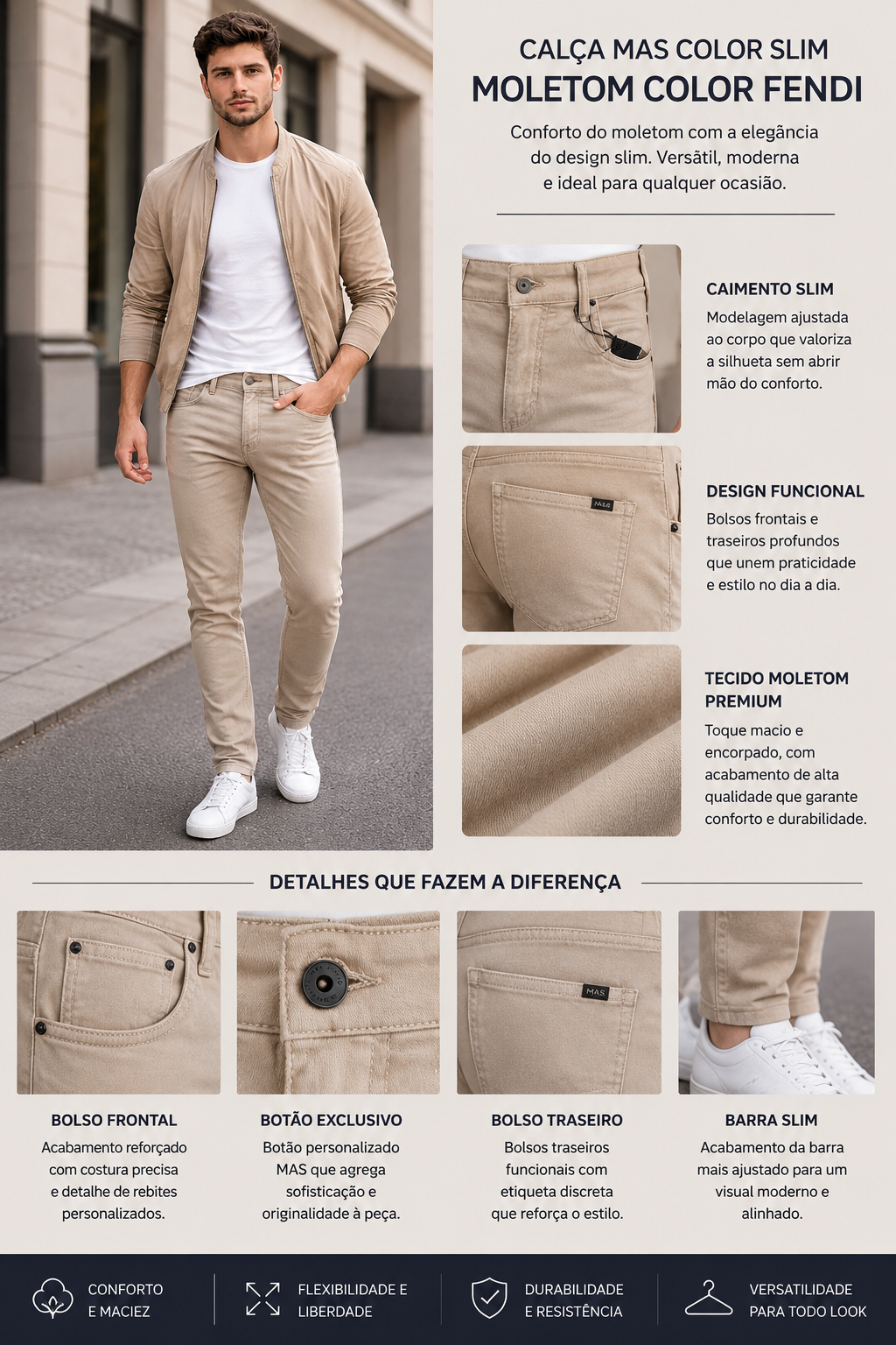 CALCA MAS COLOR SLIM MOLETOM COLOR FENDI