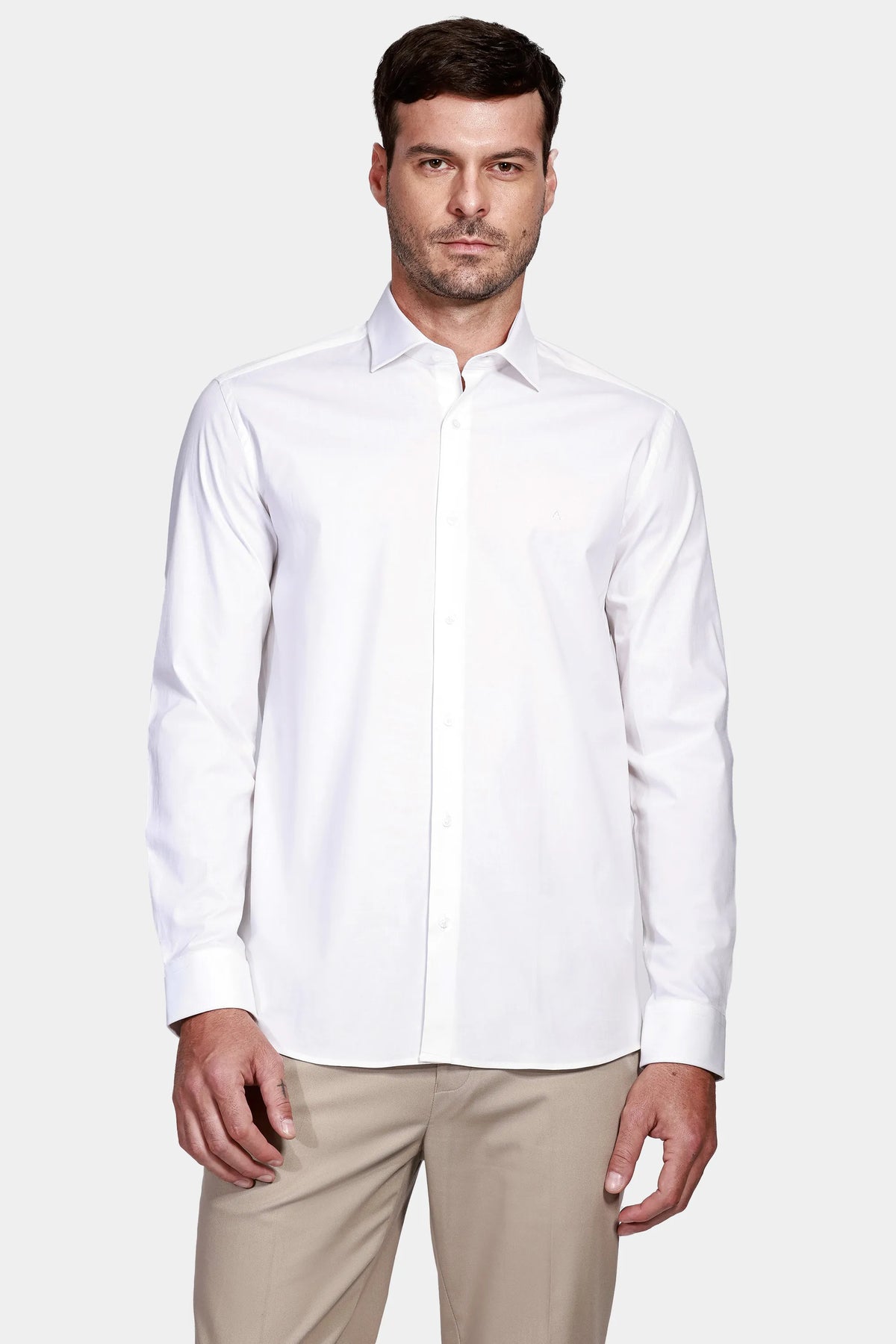 CAMISA MAS ML SLIM TRICOLINE STRETCH BRANCO