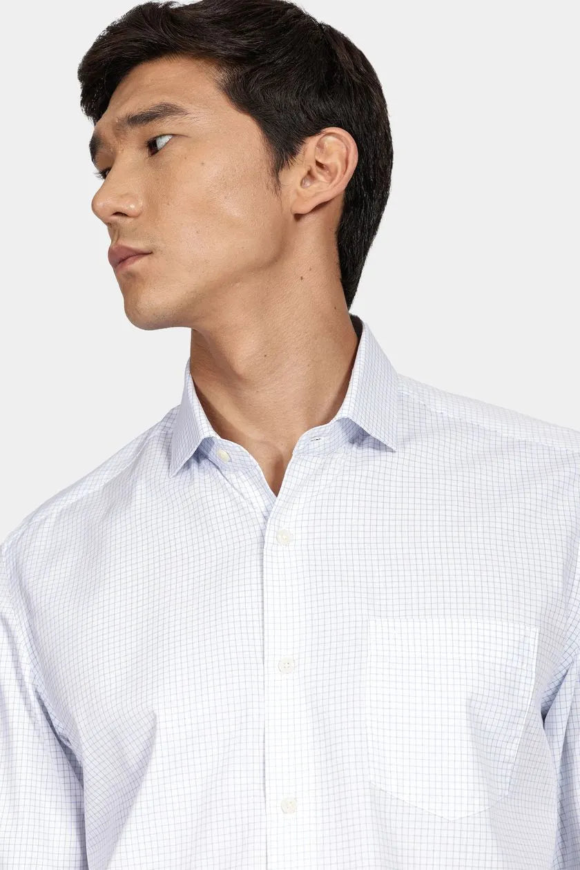 CAMISA MAS ML REG CB XADREZ CLASSICO BRANCO/AZUL