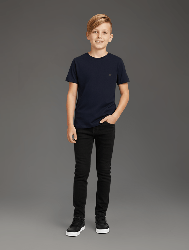 CAMISETA CKJ KIDS MAS MC CK BORDADO MARINHO