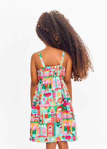 VESTIDO MEU MUNDINHO ALPHABETO VERDE/ROSA