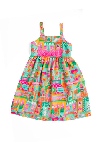 VESTIDO MEU MUNDINHO ALPHABETO VERDE/ROSA