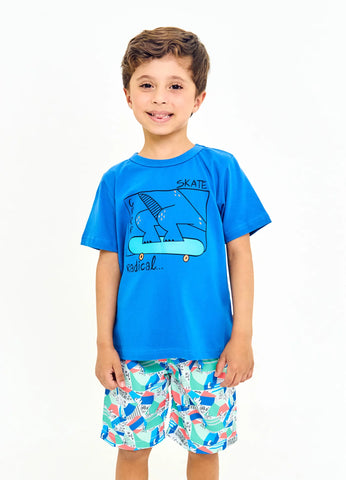 CONJ MAS CAM E BERM SKATE ALPHABETO ROYAL/VERDE