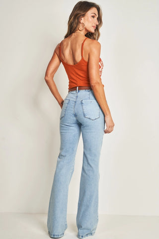 BLUSA FEM ALCA CREPE STRIPE VISC C ELAST CONHAQUE