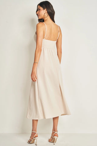 VESTIDO MIDI ALCA ALFAIATARIA COMFY GIZ