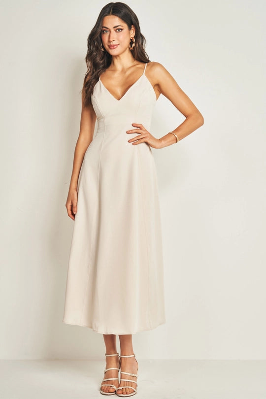 VESTIDO MIDI ALCA ALFAIATARIA COMFY GIZ