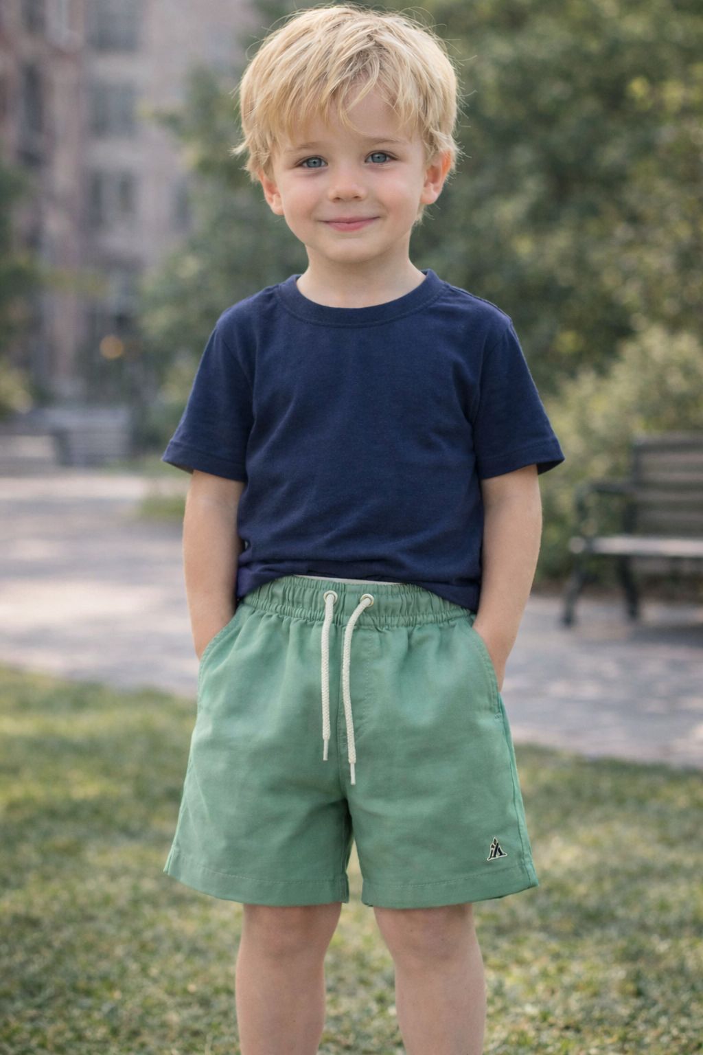 SHORT LINHO MASC LISO VERDE BEBE