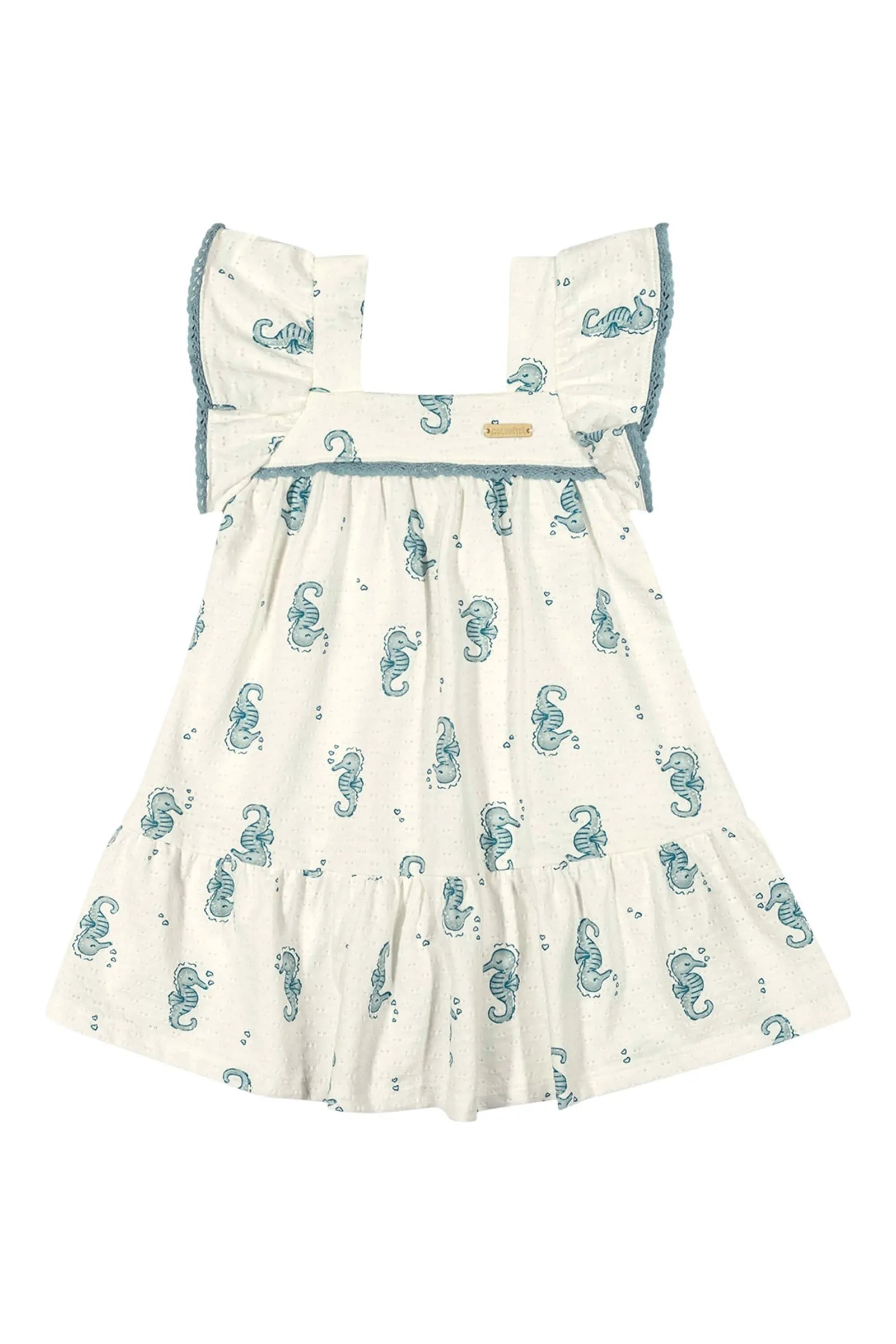 VESTIDO MC DET RENDA EST CAVALO MARINHO OFF WHITE