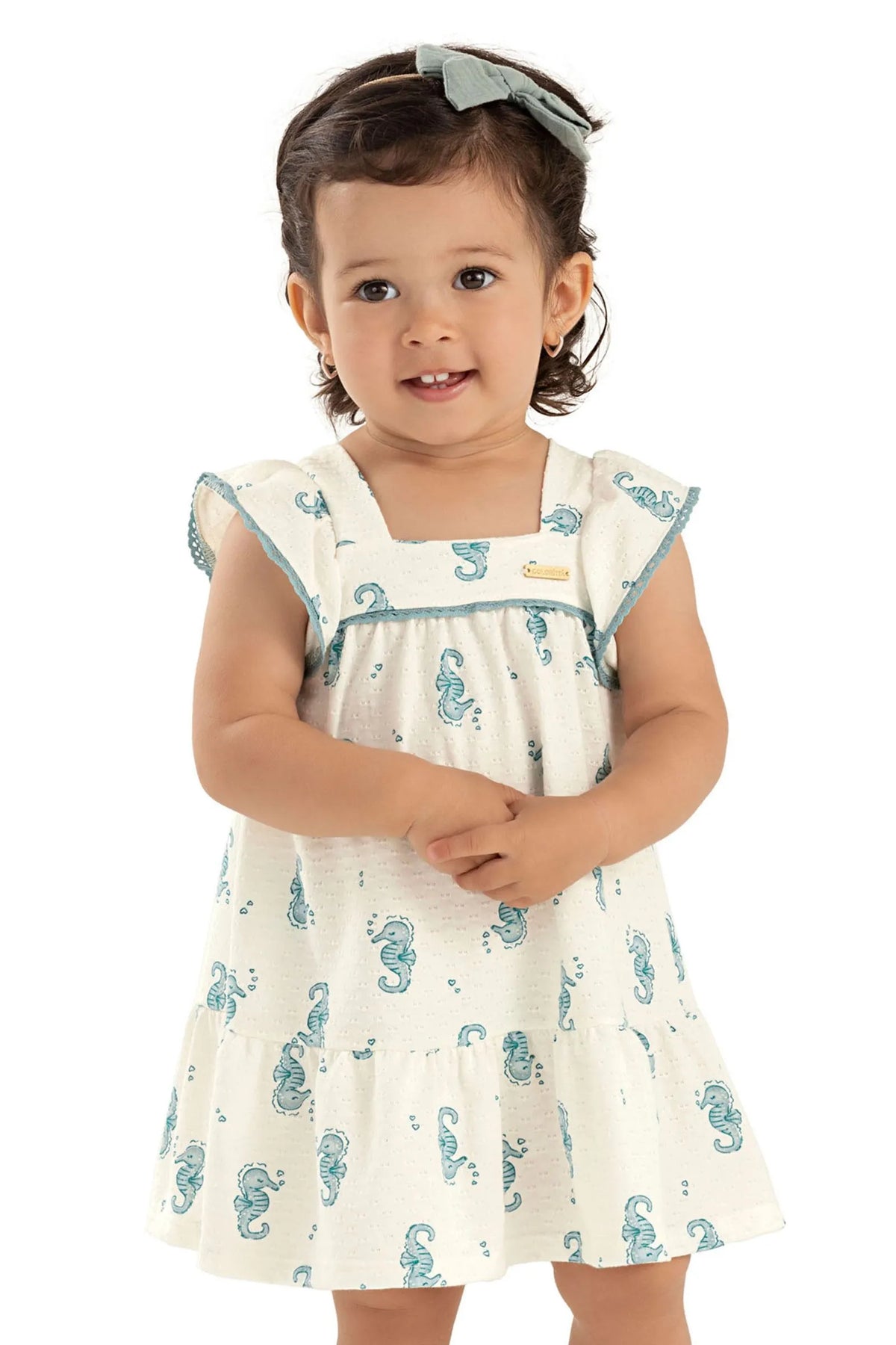 VESTIDO MC DET RENDA EST CAVALO MARINHO OFF WHITE