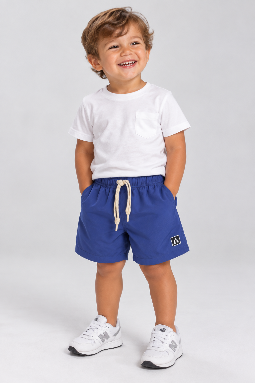 SHORT TACTEL MASC KIDS LISO AZUL PETROLEO