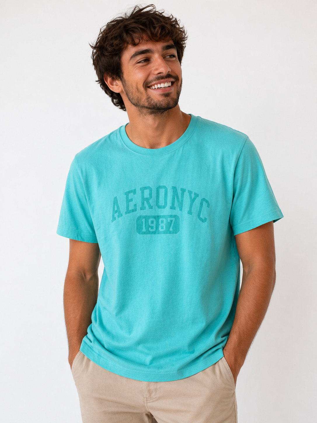 CAMISETA MASC MC SILKADA AEROPOSTALE VERDE AGUA